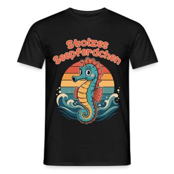 Stolzes Seepferdchen Schwimmen Retro Design - Männer T-Shirt - Schwarz - Vorne - AI Model Male 178 light (178cm)