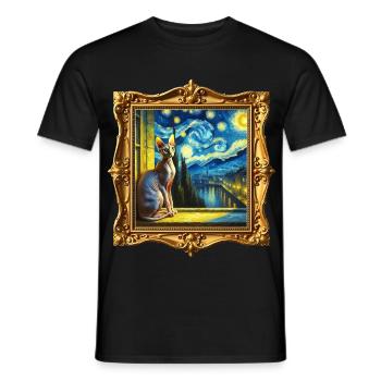 Sphynxkatze Starry Night - Männer T-Shirt - Schwarz - Vorne - AI Model Male 178 light (178cm)