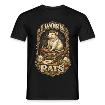 Farbratte Fancy Rat Je travaille pour subvenir aux besoins de mes rats - T-shirt homme - noir - Devant - AI Model Male 178 light (178cm)