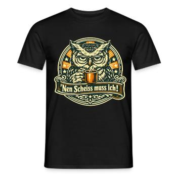 Nen Scheiss muss ich frecher Spruch mit Eule - Männer T-Shirt - Schwarz - Vorne - AI Model Male 178 light (178cm)
