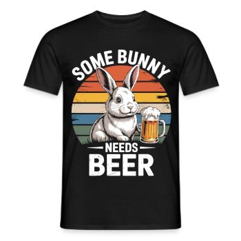 Hase T-Shirt Some Bunny Needs Beer - Men's T-Shirt - black - Front - AI Model Male 178 light (178cm)