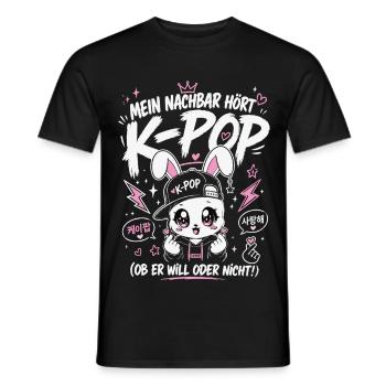 Mein Nachbar Hört K Pop Lustiges Fan Shirt - Männer T-Shirt - Schwarz - Vorne - AI Model Male 178 light (178cm)