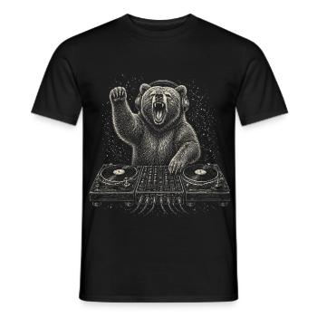 Wild Bear DJ Platine Techno Musique Cadeau - T-shirt homme - noir - Devant - AI Model Male 178 light (178cm)