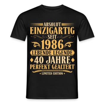 Einzigartig seit 1986 Baujahr 40. Geburtstag - Männer T-Shirt - Schwarz - Vorne - AI Model Male 178 light (178cm)