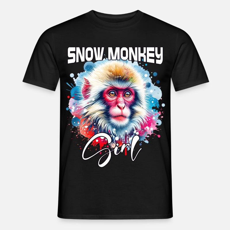Snow Monkey Mädchen Schneeaffe - Männer T-Shirt - Schwarz