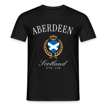 Aberdeen Schottland Wappen Krone – Reise Souvenir - Männer T-Shirt - Schwarz - Vorne - AI Model Male 178 light (178cm)