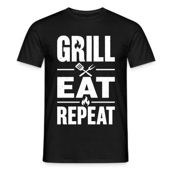 Grill Eat Repeat – The must-have for grill masters - Men's T-Shirt - black - Front - AI Model Male 178 light (178cm)