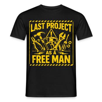 Dernier projet en tant qu’homme libre - JGA Warnschild - T-shirt homme - noir - Devant - AI Model Male 178 light (178cm)