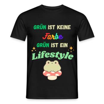 Grün ist Lifestyle – bunte Typo & Frosch - Männer T-Shirt - Schwarz - Vorne - AI Model Male 178 light (178cm)