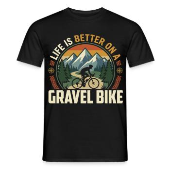 Gravel Bike Mountain Bike Adventure - Men's T-Shirt - black - Front - AI Model Male 178 light (178cm)