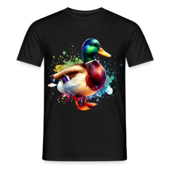 Motif de canard colvert - T-shirt homme - noir - Devant - AI Model Male 178 light (178cm)