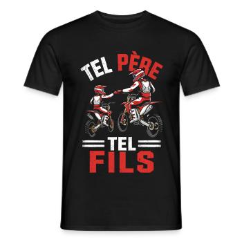 Tel Père Tel Fils Moto Cross Papa Fils Idée Cadeau - T-shirt homme - noir - Devant - AI Model Male 178 light (178cm)