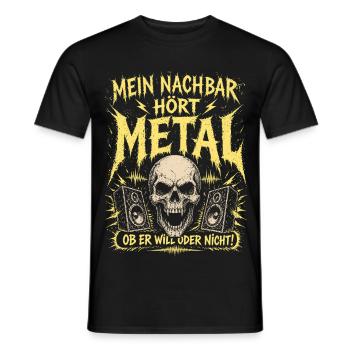 Mein Nachbar hört Metal Shirt Lustig - Männer T-Shirt - Schwarz - Vorne - AI Model Male 178 light (178cm)