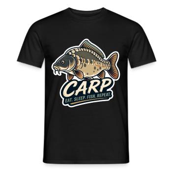 Karpfen fressen Schlaffische Wiederholung – Spiegelkarpfen-Design - Männer T-Shirt - Schwarz - Vorne - AI Model Male 178 light (178cm)