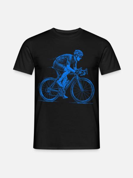 Cycling illustration racing cyclist in blue - Men's T-Shirt - black