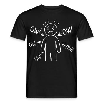 Funny Ow Ow Ow Ow Saying Body Pain Character Humor - Men's T-Shirt - black - Front - AI Model Male 178 light (178cm)