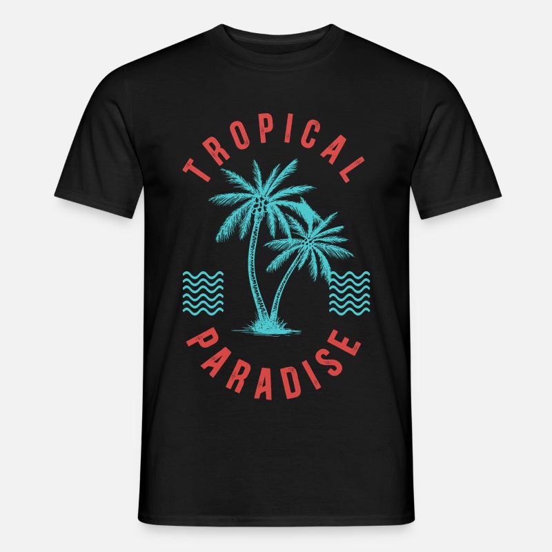 Tropical Paradise Retro Palm Abzeichen - Männer T-Shirt - Schwarz