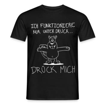 Ich funktioniere nur unter Druck – Büro Humor - Männer T-Shirt - Schwarz - Vorne - AI Model Male 178 light (178cm)