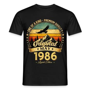 Cadeau du 40e anniversaire Mari Original mai 1986 - T-shirt homme - noir - Devant - AI Model Male 178 light (178cm)