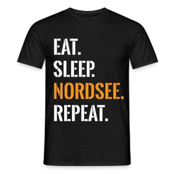 Nordseefan Eat Sleep Nordsee Repeat - Men's T-Shirt - black - Front - AI Model Male 178 light (178cm)