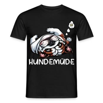 Dog Tired English Bulldog Bully Bully Owner - Men's T-Shirt - black - Front - AI Model Male 178 light (178cm)