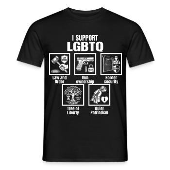 I Support LGBTQ Patriot Lifestyle Pun - Men's T-Shirt - black - Front - AI Model Male 178 light (178cm)