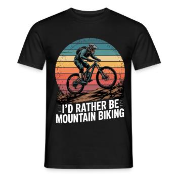 Mountainbike Downhill MTB Riding Radsport Action - Männer T-Shirt - Schwarz - Vorne - AI Model Male 178 light (178cm)