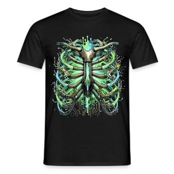 Illustration de science-fiction de squelette de squelette de la cage thoracique cybernétique - T-shirt homme - noir - Devant - AI Model Male 178 light (178cm)