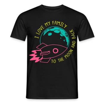 Ich liebe meine Familie bis zum Mond, Raketen-Neon - Männer T-Shirt - Schwarz - Vorne - AI Model Male 178 light (178cm)