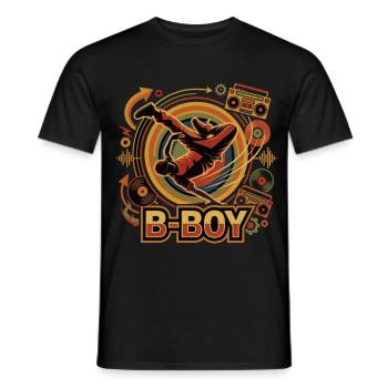 Breakdance B-Boy Hip Hop Retro Streetstyle - Männer T-Shirt - Schwarz - Vorne - AI Model Male 178 light (178cm)