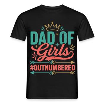 Dad of Girls Outnumbered Papa Töchter - Männer T-Shirt - Schwarz - Vorne - AI Model Male 178 light (178cm)