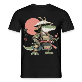 Samurai-Alligator in Rüstung - Männer T-Shirt - Schwarz - Vorne - AI Model Male 178 light (178cm)