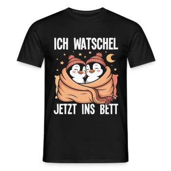 Ich watschel jetzt ins Bett Pinguin - Männer T-Shirt - Schwarz - Vorne - AI Model Male 178 light (178cm)