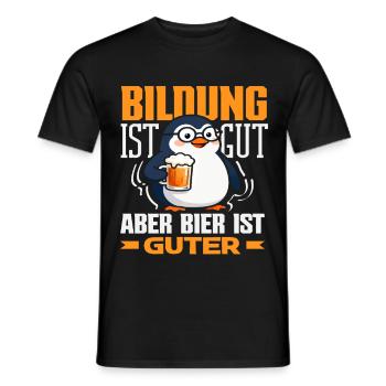 Bildung ist gut Bier ist guter Pinguin - Männer T-Shirt - Schwarz - Vorne - AI Model Male 178 light (178cm)