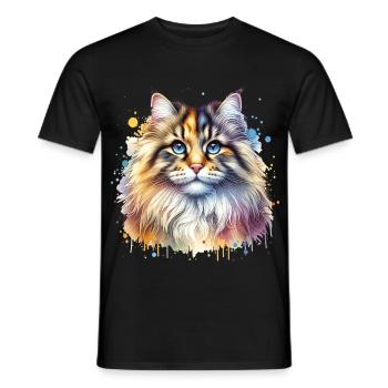 Norwegische Waldkatze Motiv - Männer T-Shirt - Schwarz - Vorne - AI Model Male 178 light (178cm)
