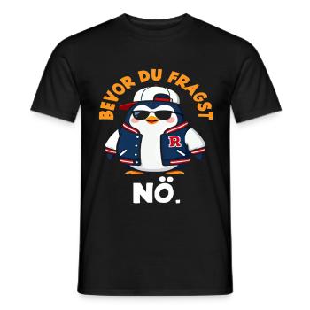 Avant que tu ne demandes, non, Pingouin qui dit - T-shirt homme - noir - Devant - AI Model Male 178 light (178cm)