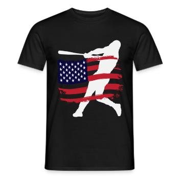 Silhouette du joueur de baseball du drapeau américain - T-shirt homme - noir - Devant - AI Model Male 178 light (178cm)
