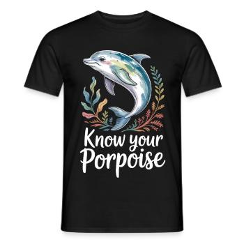 Know Your Porpoise Porpoise Saying Sea - Men's T-Shirt - black - Front - AI Model Male 178 light (178cm)