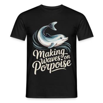 Faire des vagues sur Porsouse Drôle - T-shirt homme - noir - Devant - AI Model Male 178 light (178cm)