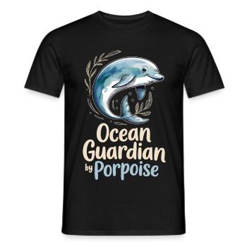 Ocean Guardian By Porpoise Schweinswal - Men's T-Shirt - black - Front - AI Model Male 178 light (178cm)