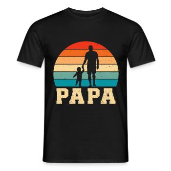 Vater mit Sohn retro papa und sohn - Männer T-Shirt - Schwarz - Vorne - AI Model Male 178 light (178cm)