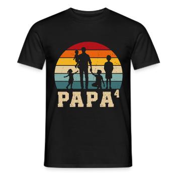 Dad 4 children father 4 children four times father - Men's T-Shirt - black - Front - AI Model Male 178 light (178cm)