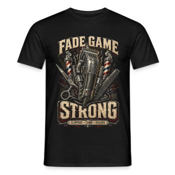 Barber Barbier Fade Game Strong - Männer T-Shirt - Schwarz - Vorne - AI Model Male 178 light (178cm)