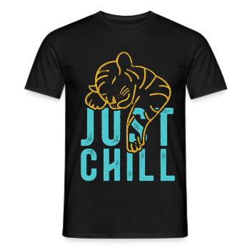 Just Chill Tiger – Entspannter Spruch - Männer T-Shirt - Schwarz - Vorne - AI Model Male 178 light (178cm)