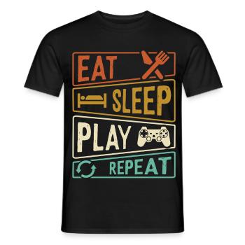 Gamer life Eat Sleep Play Repeat  - Männer T-Shirt - Schwarz - Vorne - AI Model Male 178 light (178cm)