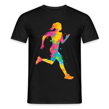 Courir Jogging coloré Femmes Enfants Filles Coureur - T-shirt homme - noir - Devant - AI Model Male 178 light (178cm)