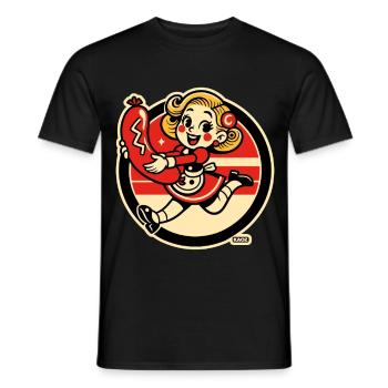 Retro Sausage Snack Girl - Männer T-Shirt - Schwarz - Vorne - AI Model Male 178 light (178cm)