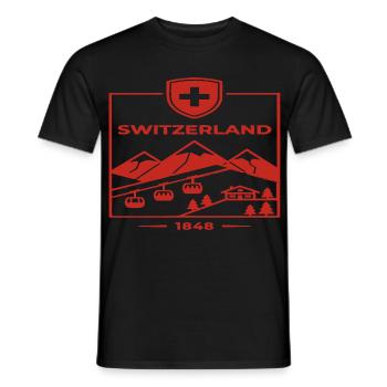 Switzerland Alps Mountains Hiking - Men's T-Shirt - black - Front - AI Model Male 178 light (178cm)