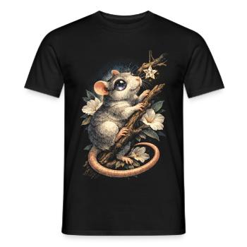 Rat de couleur Rat fantaisie Rat de la grande souris Rat domestique - T-shirt homme - noir - Devant - AI Model Male 178 light (178cm)