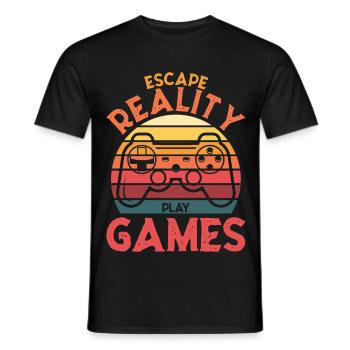 Escape Reality – Manette rétro Games & Play - T-shirt homme - noir - Devant - AI Model Male 178 light (178cm)